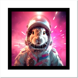 Vaporwave Retrowave Synthwave Bunny - Astronaut - Rabbit - Space Fantasy Illustration Posters and Art